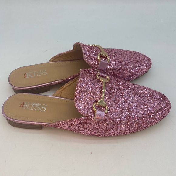 Pink Glitter Leather Slips - Picture 2 of 5